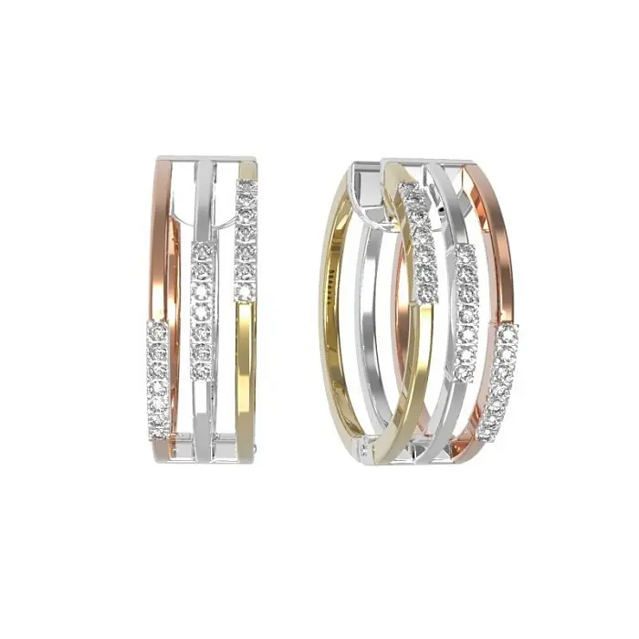 Серьги с английским замком из комбинированного золота