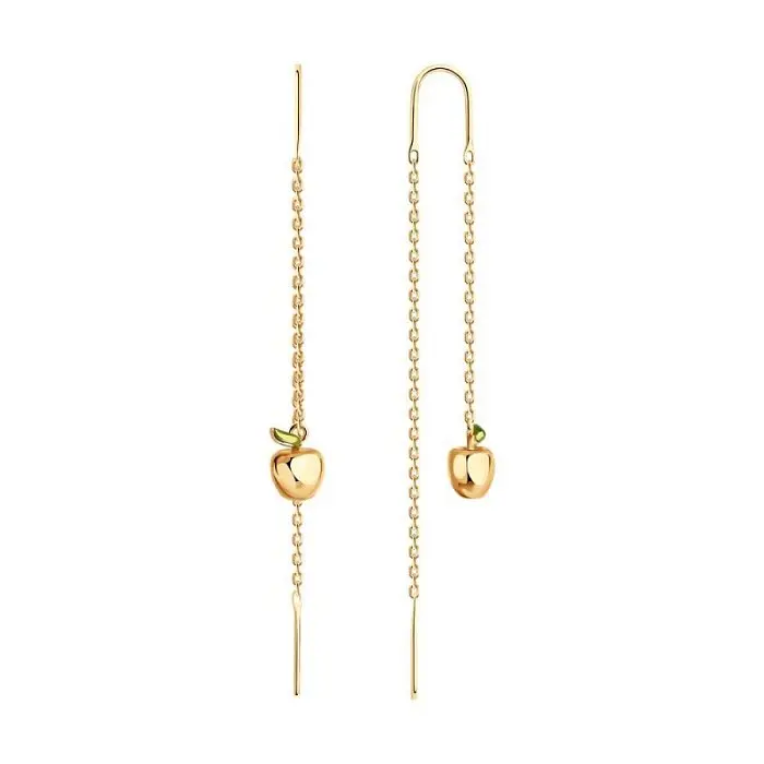 Серьги цепочки из позолоты