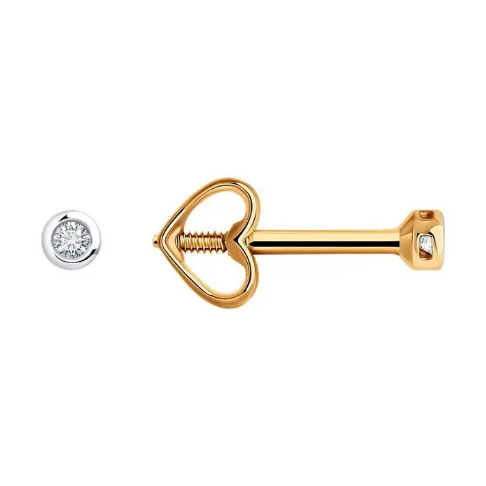 Серьги пуссеты из комбинированного золота