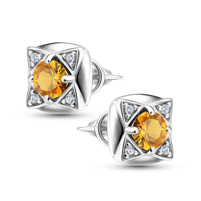 Серьги пуссеты из серебра