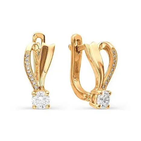 Серьги с английским замком из красного золота