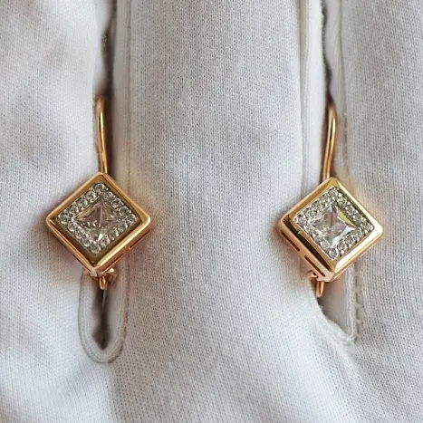 Серьги петельки из красного золота