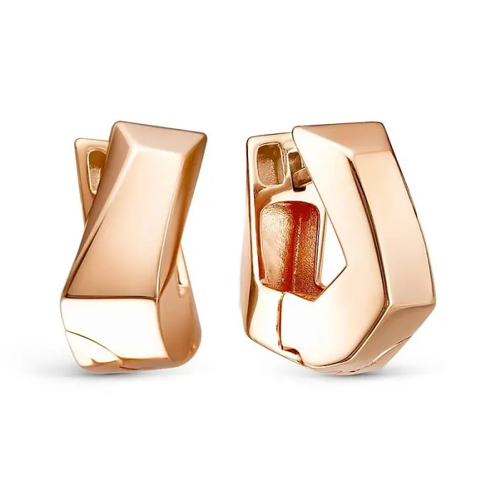 Серьги с английским замком из красного золота