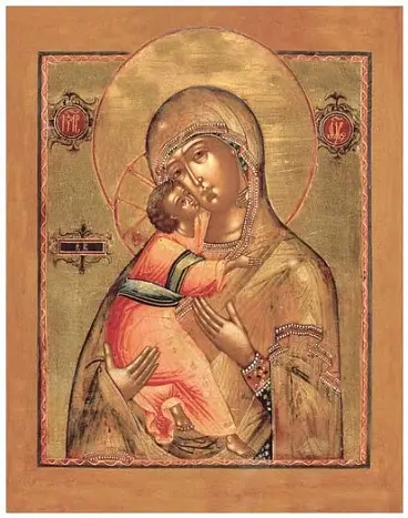 Икона БМ Владимирская (1795г) 18 век 125*100 мм 18054