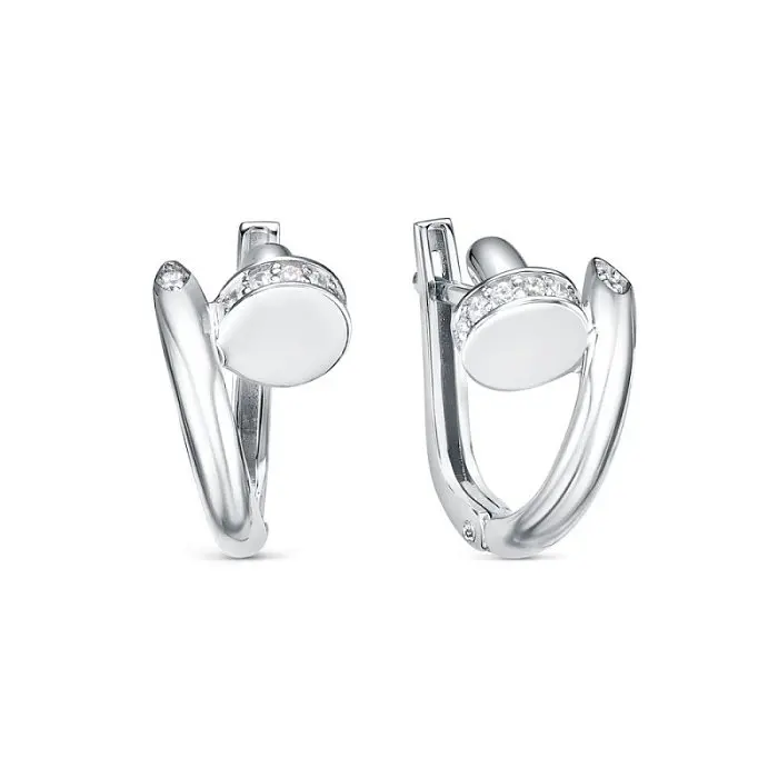 Серьги с английским замком из белого золота