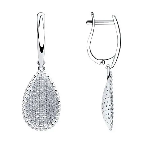 Серьги подвесные из серебра