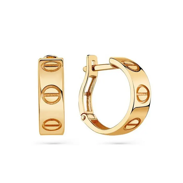 Серьги с английским замком из красного золота