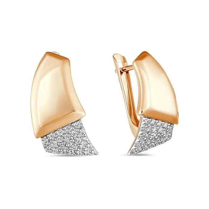 Серьги с английским замком из красного золота