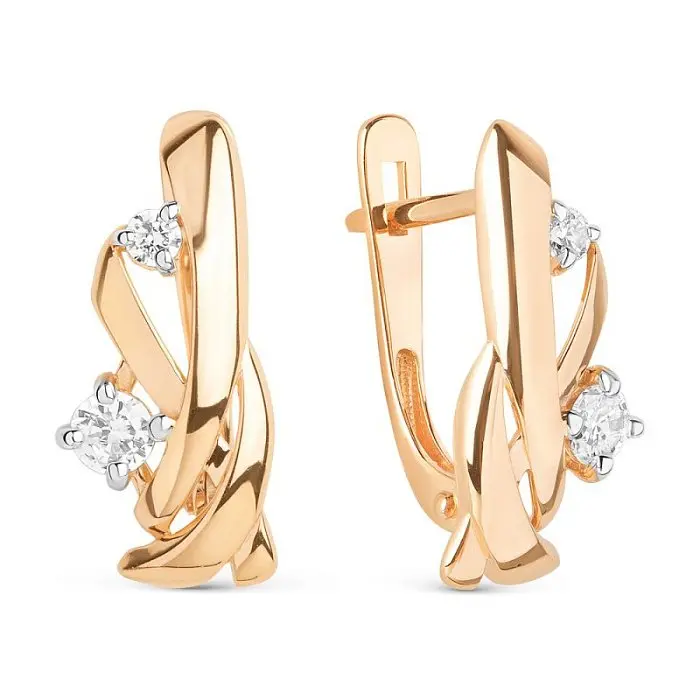 Серьги с английским замком из белого золота