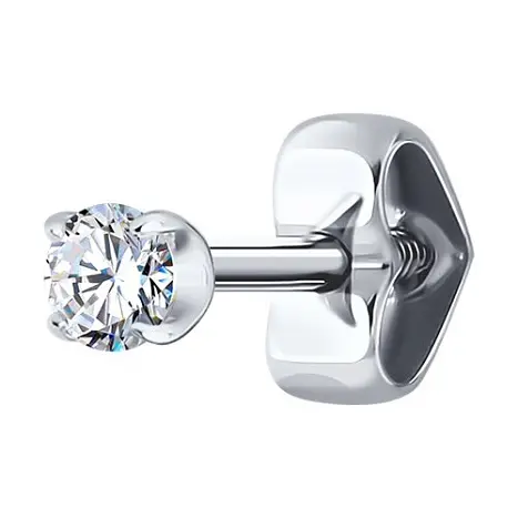 Серьги одиночные из белого золота