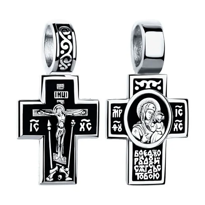 Подвеска крест из черного серебра