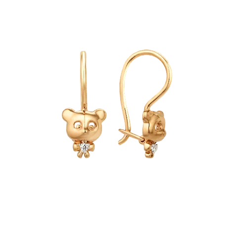 Серьги детские из красного золота