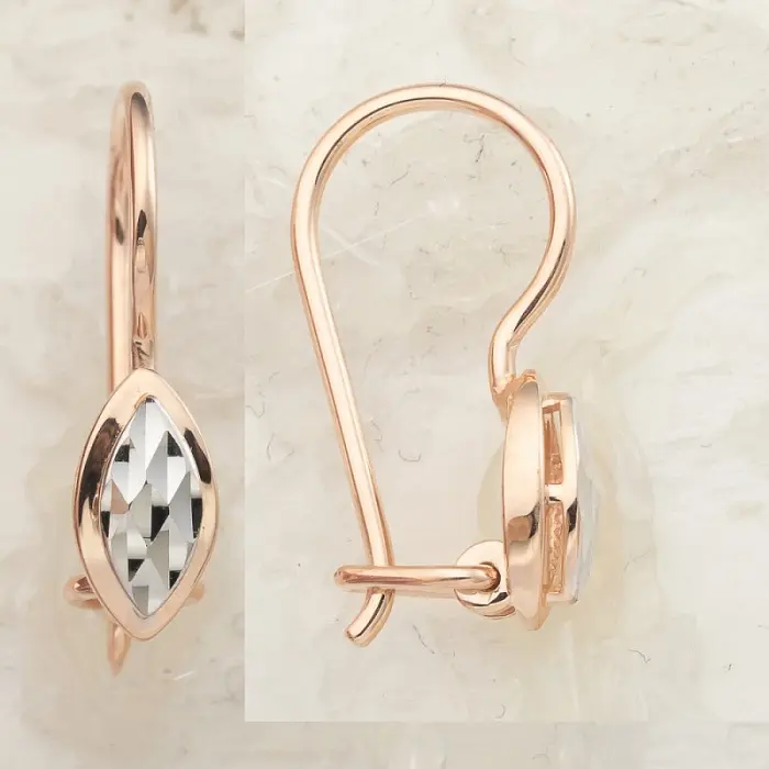 Серьги детские из комбинированного золота