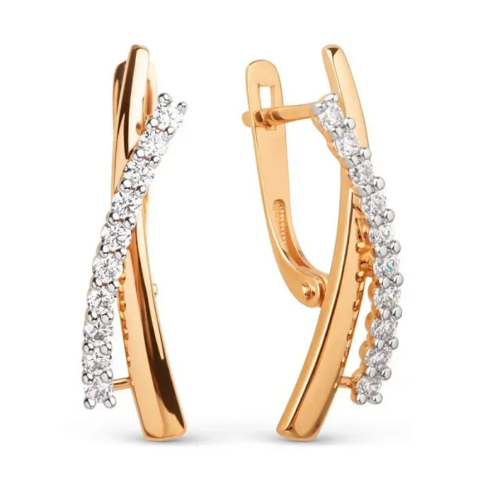 Серьги с английским замком из красного золота