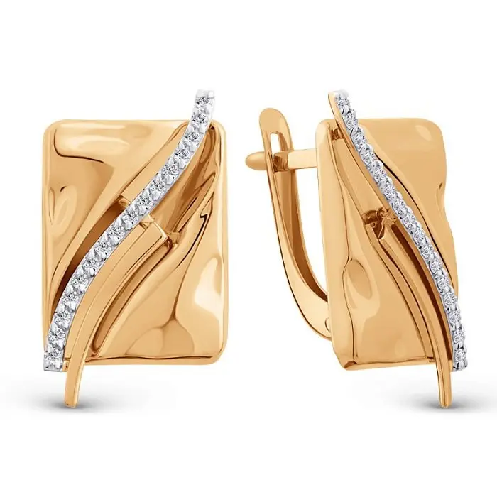 Серьги с английским замком из красного золота