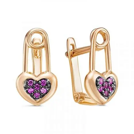 Серьги с английским замком из красного золота