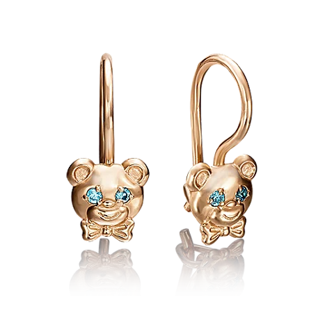 Серьги детские из красного золота