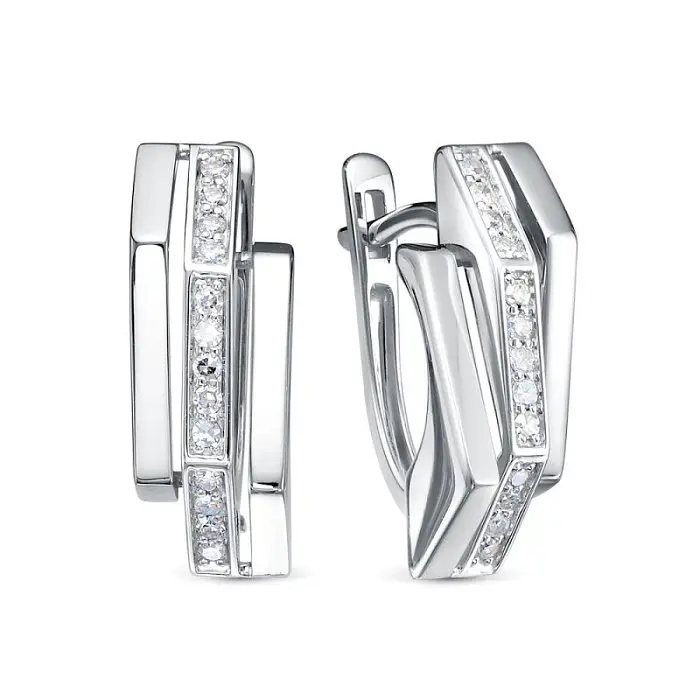 Серьги с английским замком из белого золота