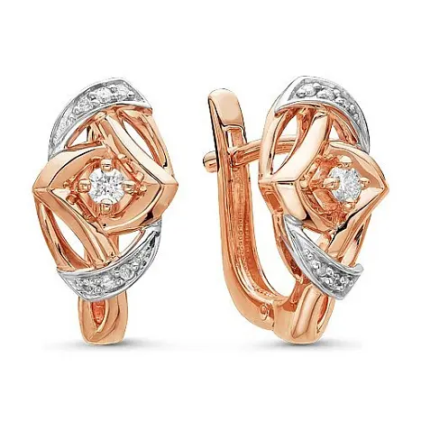 Серьги с английским замком из комбинированного золота
