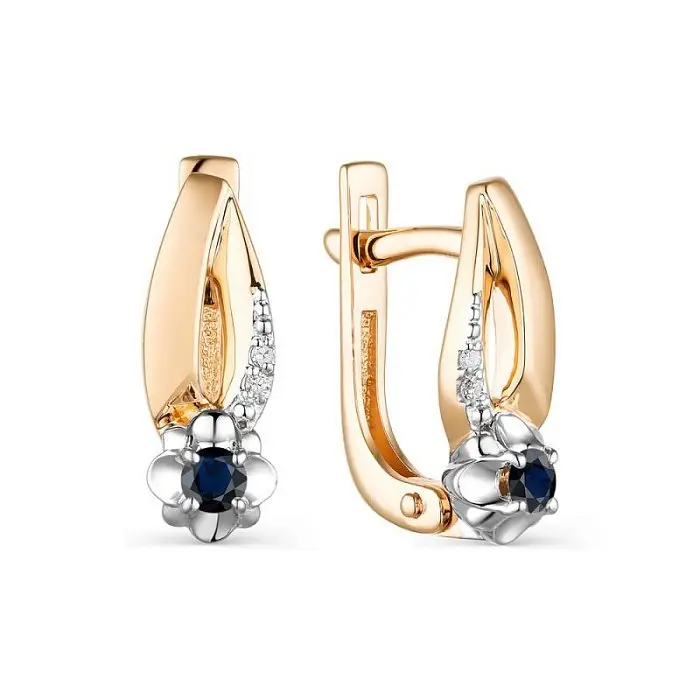 Серьги с английским замком из комбинированного золота