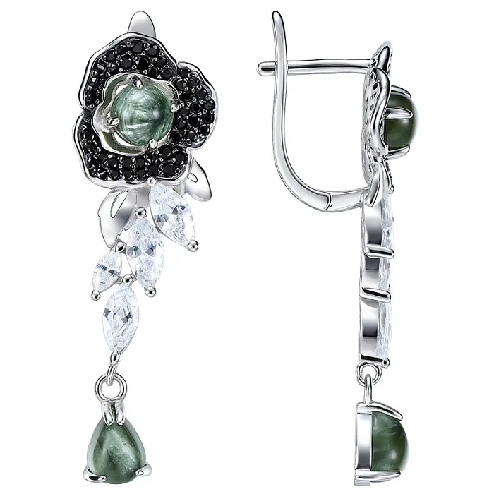 Серьги подвесные из серебра