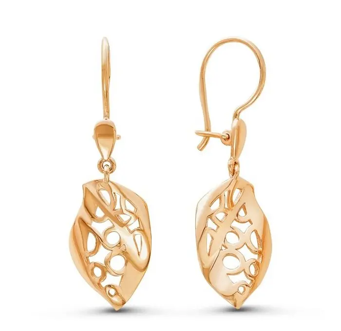 Серьги петельки из красного золота