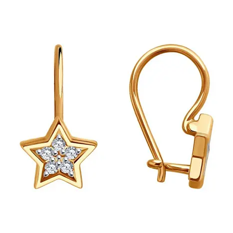 Серьги детские из красного золота