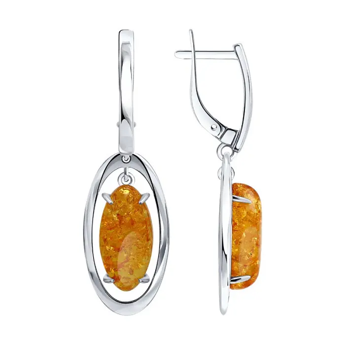 Серьги подвесные из серебра