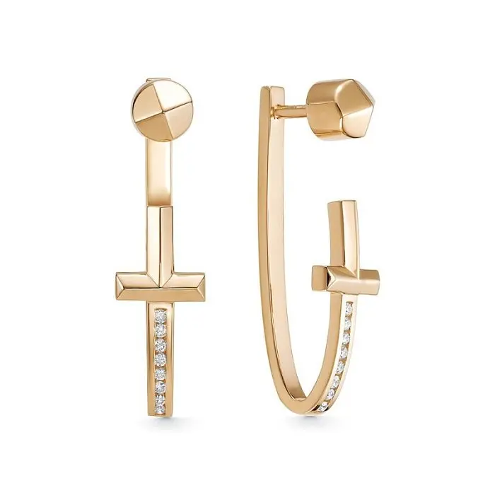 Серьги пуссеты из красного золота вид 1