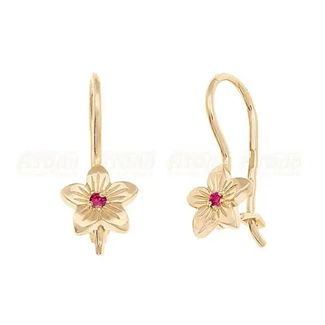 Серьги детские из комбинированного золота