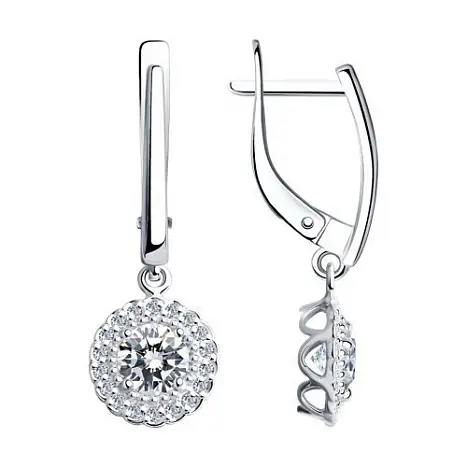 Серьги подвесные из серебра