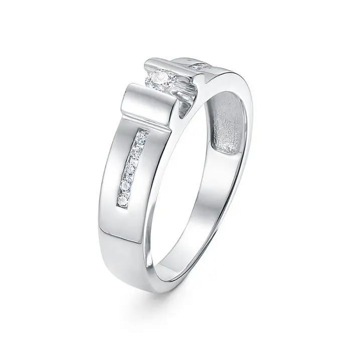 Кольцо помолвочное из белого золота