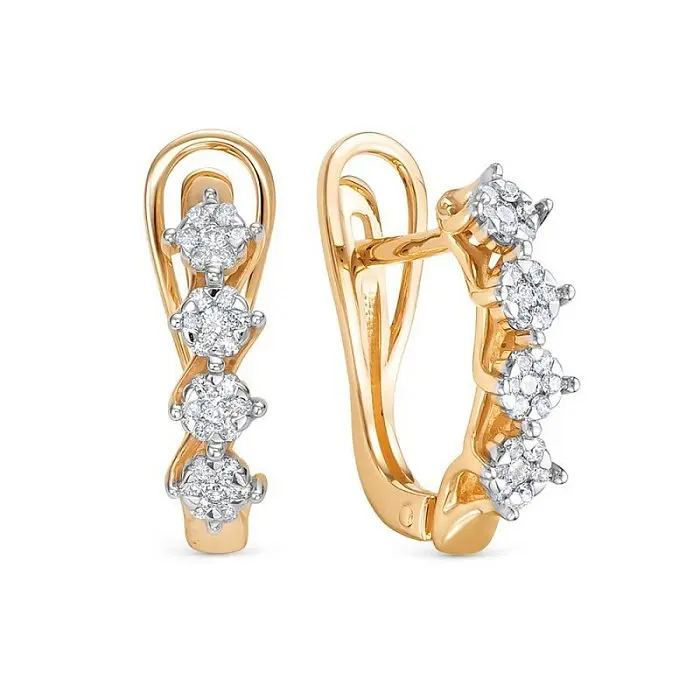 Серьги с английским замком из комбинированного золота