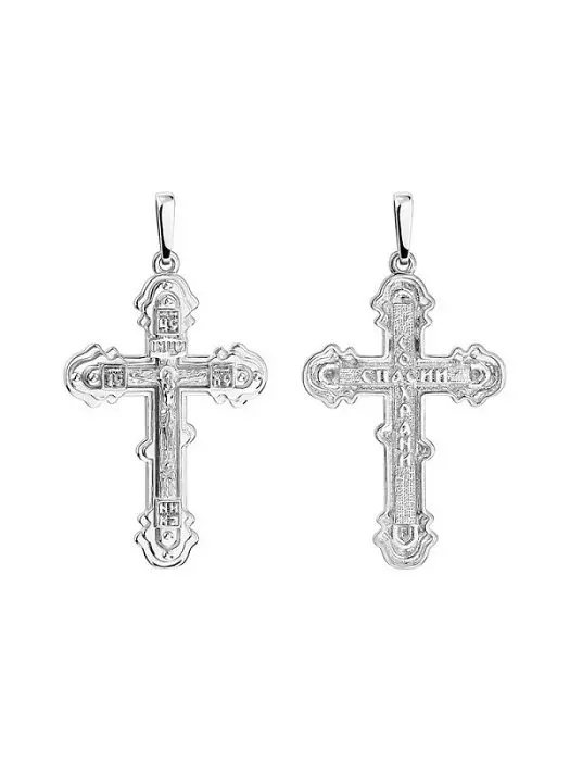 Подвеска крест из серебра вид 1