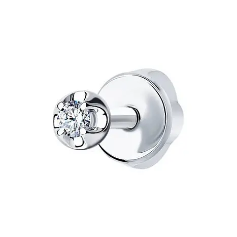 Серьги одиночные из белого золота