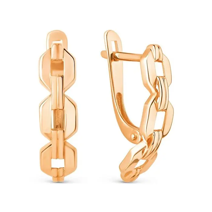 Серьги с английским замком из красного золота
