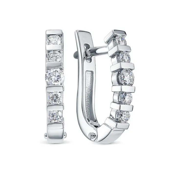 Серьги с английским замком из белого золота