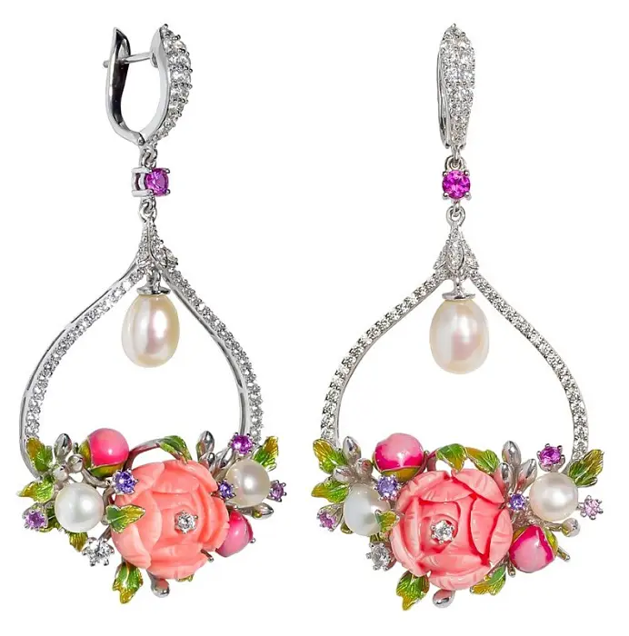 Серьги подвесные из серебра