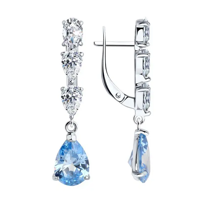 Серьги подвесные из серебра