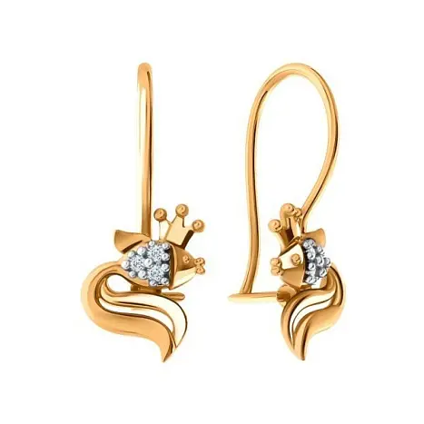 Серьги детские из красного золота