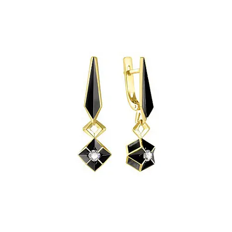 Серьги подвесные из белого золота с бриллиантами