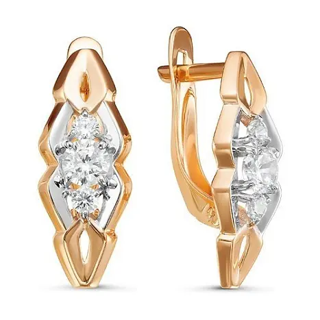 Серьги с английским замком из красного золота