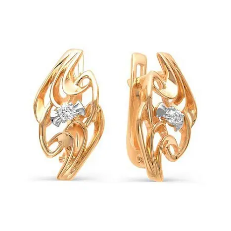 Серьги с английским замком из красного золота