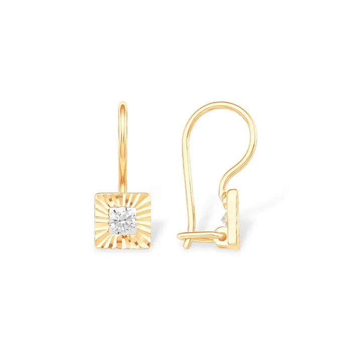 Серьги детские из красного золота
