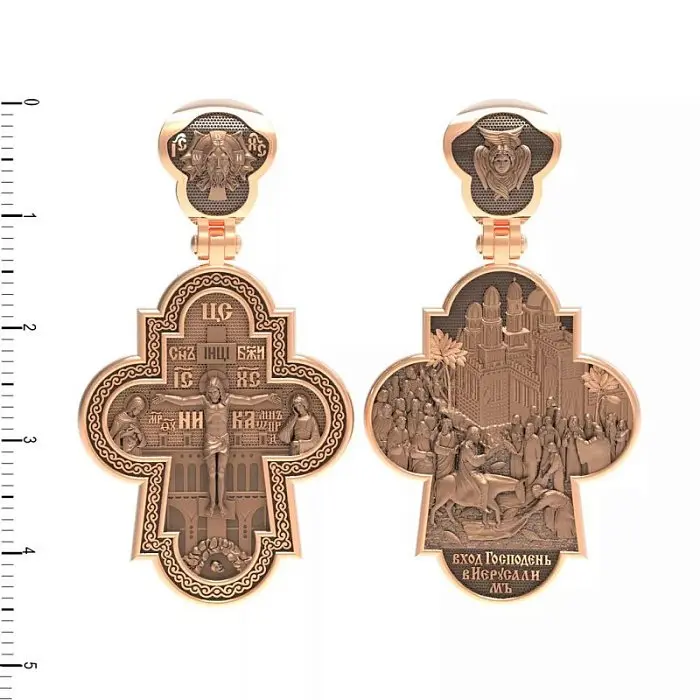 Подвеска крест из красного золота
