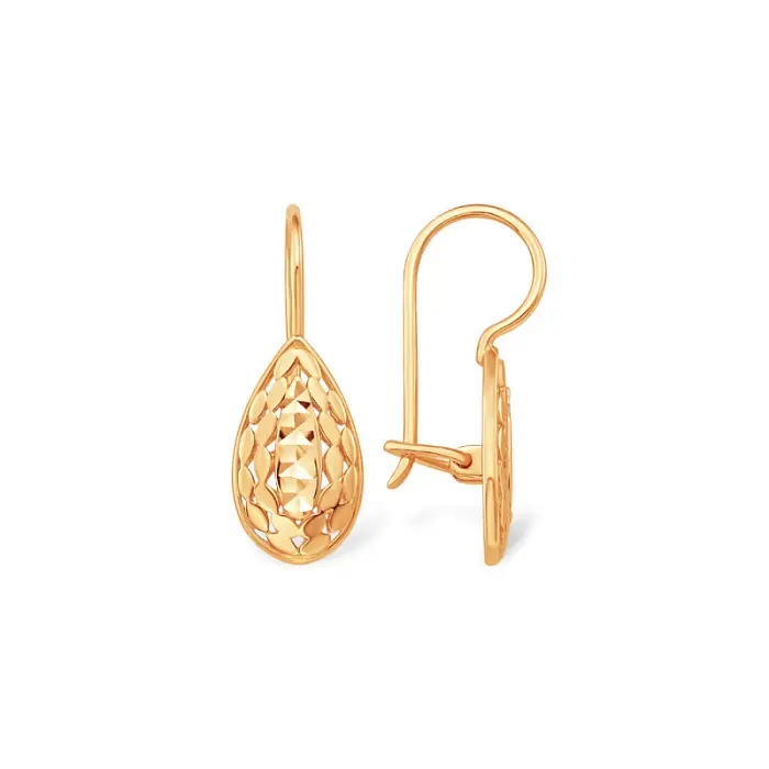 Серьги петельки из красного золота