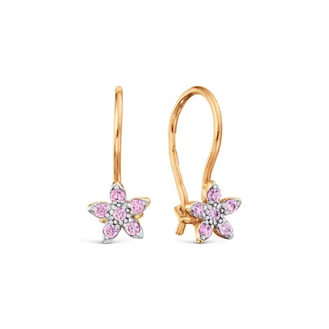 Серьги детские из красного золота