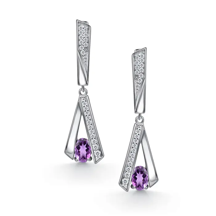 Серьги подвесные из серебра