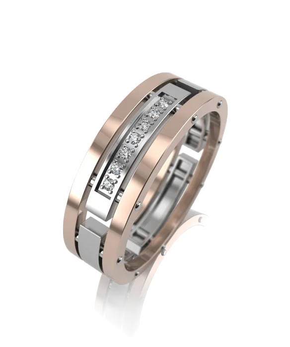 Кольцо обручальное из комбинированного золота вид 1