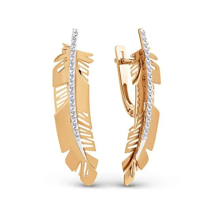 Серьги с английским замком из красного золота